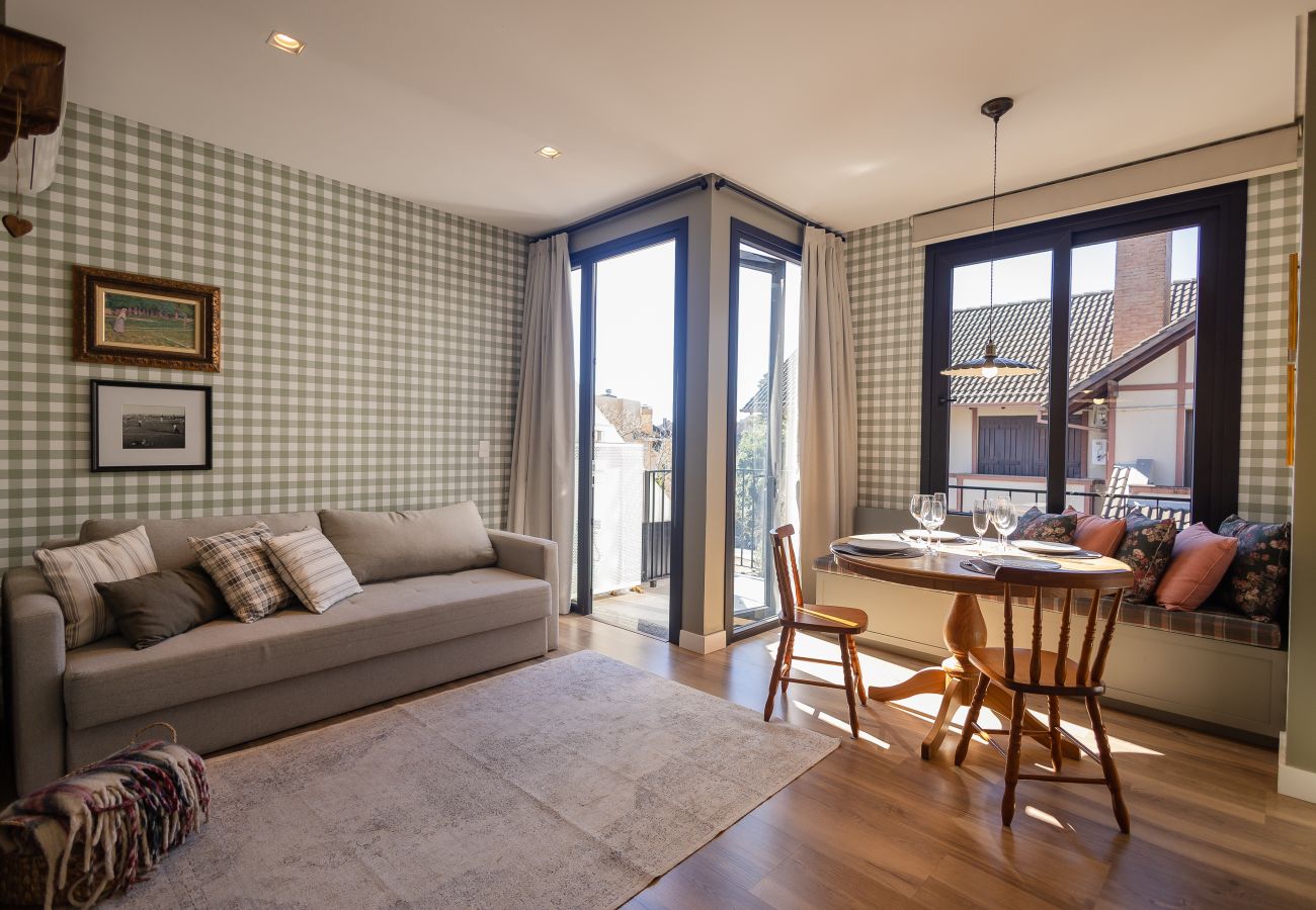 Apartamento em Gramado - Conforto e sofisticação no centro, a 400m da Rua Coberta