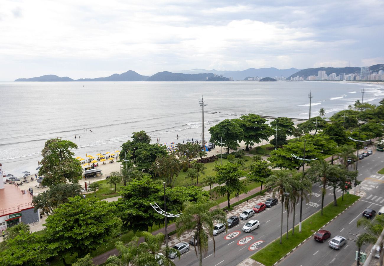 Apartamento en Santos - Apto confortável com linda vista frente para o mar