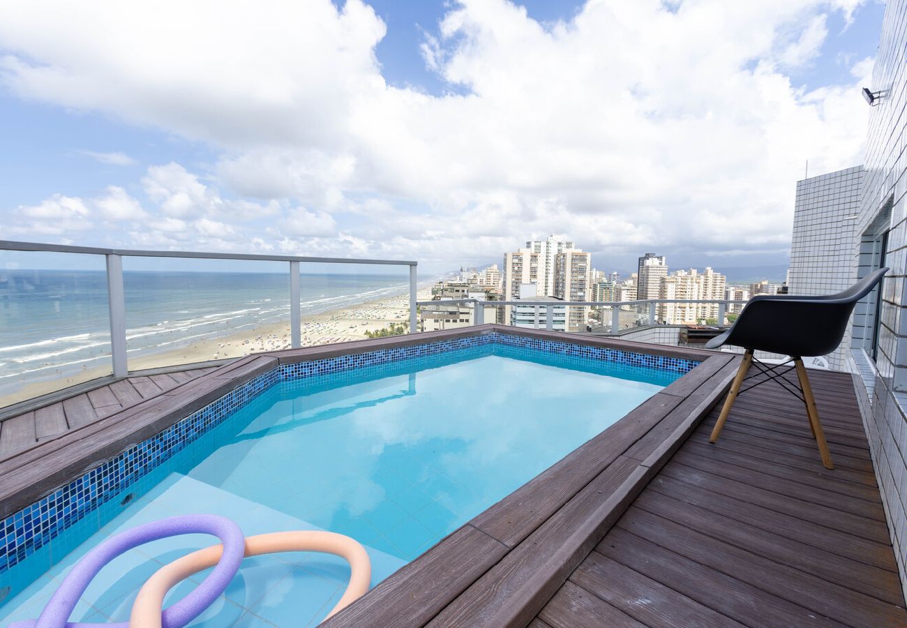 Apartamento en Praia Grande - Cobertura a beira mar com piscina e churrasqueira