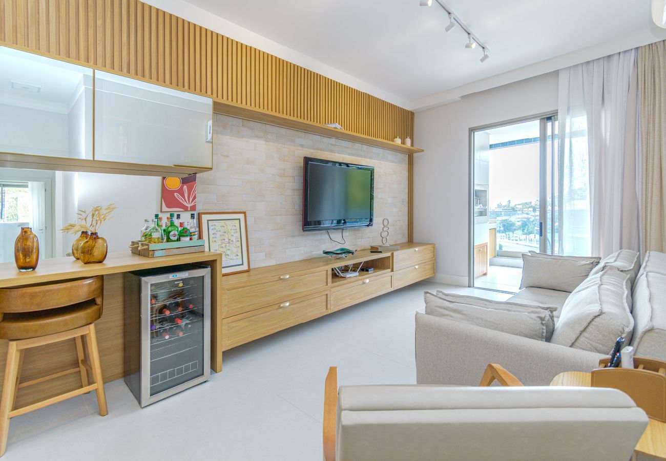 Apartamento en Florianópolis - Apto Pé na Areia com Varanda e Churrasqueira